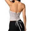 image:imageMakeMeChic Womens Renaissance Corset Bustier Tops Shapewear Lingerie Lace Up Floral Sexy Strapless Overbust Crop TopApricot a