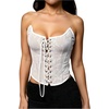 image:imageMakeMeChic Womens Renaissance Corset Bustier Tops Shapewear Lingerie Lace Up Floral Sexy Strapless Overbust Crop TopApricot a