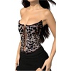image:imageMakeMeChic Womens Renaissance Corset Bustier Tops Shapewear Lingerie Lace Up Floral Sexy Strapless Overbust Crop TopBrown Leopard
