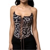 image:imageMakeMeChic Womens Renaissance Corset Bustier Tops Shapewear Lingerie Lace Up Floral Sexy Strapless Overbust Crop TopBrown Leopard