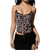 image:imageMakeMeChic Womens Renaissance Corset Bustier Tops Shapewear Lingerie Lace Up Floral Sexy Strapless Overbust Crop TopBrown Leopard