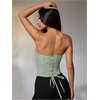 image:imageMakeMeChic Womens Renaissance Corset Bustier Tops Shapewear Lingerie Lace Up Floral Sexy Strapless Overbust Crop TopGreen