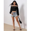 image:imageMakeMeChic Womens Renaissance Costume Shirts Pirate Top Off Shoulder Tops Long Sleeve BlouseBlack