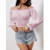 image:imageMakeMeChic Womens Renaissance Costume Shirts Pirate Top Off Shoulder Tops Long Sleeve BlousePink