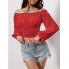 image:imageMakeMeChic Womens Renaissance Costume Shirts Pirate Top Off Shoulder Tops Long Sleeve BlouseRed