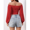 image:imageMakeMeChic Womens Renaissance Costume Shirts Pirate Top Off Shoulder Tops Long Sleeve BlouseRed