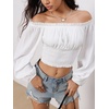 image:imageMakeMeChic Womens Renaissance Costume Shirts Pirate Top Off Shoulder Tops Long Sleeve BlouseWhite
