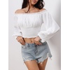 image:imageMakeMeChic Womens Renaissance Costume Shirts Pirate Top Off Shoulder Tops Long Sleeve BlouseWhite