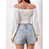 image:imageMakeMeChic Womens Renaissance Costume Shirts Pirate Top Off Shoulder Tops Long Sleeve BlouseWhite