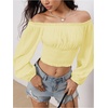 image:imageMakeMeChic Womens Renaissance Costume Shirts Pirate Top Off Shoulder Tops Long Sleeve BlouseYellow