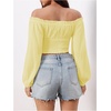 image:imageMakeMeChic Womens Renaissance Costume Shirts Pirate Top Off Shoulder Tops Long Sleeve BlouseYellow