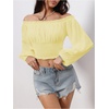 image:imageMakeMeChic Womens Renaissance Costume Shirts Pirate Top Off Shoulder Tops Long Sleeve BlouseYellow