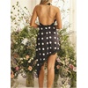 image:imageMakeMeChic Womens Satin Lace Polka Dots Halter Dress Open Back Asymmetrical Party DressesBlack and White