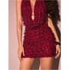 image:imageMakeMeChic Womens Sequin Sparkly Halter Dress Low Cut Open Back Draped Fringe Party DressesBurgundy
