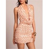 image:imageMakeMeChic Womens Sequin Sparkly Halter Dress Low Cut Open Back Draped Fringe Party DressesCoral Pink