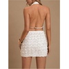 image:imageMakeMeChic Womens Sequin Sparkly Halter Dress Low Cut Open Back Draped Fringe Party DressesWhite