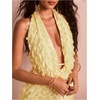 image:imageMakeMeChic Womens Sequin Sparkly Halter Dress Low Cut Open Back Draped Fringe Party DressesYellow