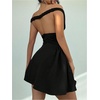 image:imageMakeMeChic Womens Sexy Elegant Off The Shoulder Dress High Waist Slimming Mini Cocktail DressesBlack