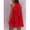 image:imageMakeMeChic Womens Sleeveless Halter Dress Tie Back Flowy Summer Mini DressesRed