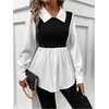 image:imageMakeMeChic Womens Soft BlouseBlack and White