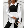 image:imageMakeMeChic Womens Soft BlouseBlack and White