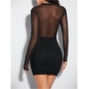 image:imageMakeMeChic Womens Sparkly Mesh Rhinestone Mini Dress Sequin Glitter Long Sleeve Sheer Bodycon Short DressBlack