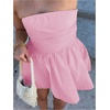 image:imageMakeMeChic Womens Strapless Backless Mini Dress Summer Ruffle Tube Bandeau Shorts Dress with BowPink