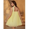 image:imageMakeMeChic Womens Strapless Tube Dress Mesh Pleated A Line Party Mini Dresses with ScarfYellow
