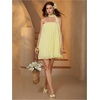 image:imageMakeMeChic Womens Strapless Tube Dress Mesh Pleated A Line Party Mini Dresses with ScarfYellow