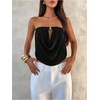 image:imageMakeMeChic Womens Strapless Tube Tops Draped Front Backless Elegant Dressy Crop TopsBlack