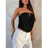 image:imageMakeMeChic Womens Strapless Tube Tops Draped Front Backless Elegant Dressy Crop TopsBlack