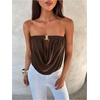 image:imageMakeMeChic Womens Strapless Tube Tops Draped Front Backless Elegant Dressy Crop TopsBrown