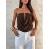 image:imageMakeMeChic Womens Strapless Tube Tops Draped Front Backless Elegant Dressy Crop TopsBrown