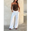 image:imageMakeMeChic Womens Strapless Tube Tops Draped Front Backless Elegant Dressy Crop TopsBrown