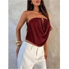 image:imageMakeMeChic Womens Strapless Tube Tops Draped Front Backless Elegant Dressy Crop TopsBurgundy