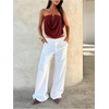 image:imageMakeMeChic Womens Strapless Tube Tops Draped Front Backless Elegant Dressy Crop TopsBurgundy