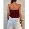 image:imageMakeMeChic Womens Strapless Tube Tops Draped Front Backless Elegant Dressy Crop TopsBurgundy