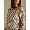 image:imageMakeMeChic Womens Striped Off The Shoulder Dress Long Sleeve Bodycon Mini DressesMulticolor