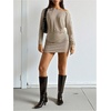 image:imageMakeMeChic Womens Striped Off The Shoulder Dress Long Sleeve Bodycon Mini DressesMulticolor