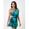 image:imageMakeMeChic Womens Summer Dress 2026 Tie Dye One Shoulder Mini Dress Pleated Cut Out Wedding Guest DressesMulticolor