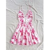 image:imageMakeMeChic Womens Summer Floral Cami Dress Backless Cut Out Ruffle Hem A Line Mini Dresses SundressPink