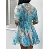 image:imageMakeMeChic Womens Summer Mini Dress Boho Floral Print Short Sleeve V Neck A Line Short DressesMulticolor