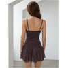 image:imageMakeMeChic Womens Summer Polka Dots Mini Dress Lace V Neck Tie Front Short Dresses Party Club Rave OutfitsBrown
