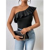 image:imageMakeMeChic Womens Summer Ruffle Tops Going Out Sleeveless Off The Shoulder TopsBlack