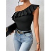 image:imageMakeMeChic Womens Summer Ruffle Tops Going Out Sleeveless Off The Shoulder TopsBlack