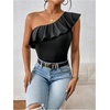 image:imageMakeMeChic Womens Summer Ruffle Tops Going Out Sleeveless Off The Shoulder TopsBlack