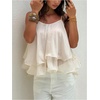 image:imageMakeMeChic Womens Summer Ruffle Tops Layered Babydoll Sheer Backless Date Dressy Crop TopsApricot