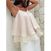 image:imageMakeMeChic Womens Summer Ruffle Tops Layered Babydoll Sheer Backless Date Dressy Crop TopsApricot
