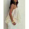 image:imageMakeMeChic Womens Summer Ruffle Tops Layered Babydoll Sheer Backless Date Dressy Crop TopsApricot