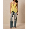 image:imageMakeMeChic Womens Tie Backless Halter Tops Asymmetrical Split Hem Going Out Tank TopYellow